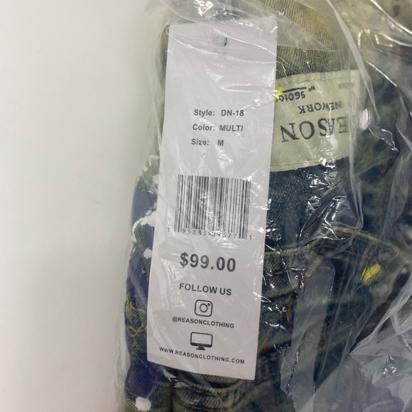 NWT Reason Clothing Art Canvas Denim Jacket Size Medium - Picture 7 of 9